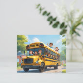 Terug naar schoolbus kinderen feestdagenkaart (Staand voorkant)