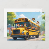 Terug naar schoolbus kinderen feestdagenkaart (Voorkant / Achterkant)