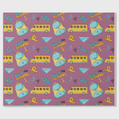 Terug naar schoolbus: naadloos inpakpapier (Vlak)