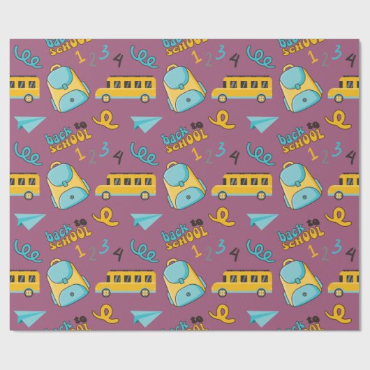 Terug naar schoolbus: naadloos inpakpapier (Vlak)