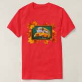 Terug naar schoolbus op zwart t-shirt (Design voorkant)