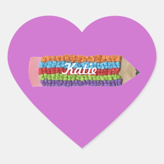 Terug naar schoolcadeau - gepersonaliseerde sticke hart sticker (Voorkant)