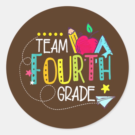 Terug naar Schoolcadeauteam 4e graad Ronde Sticker (Voorkant)