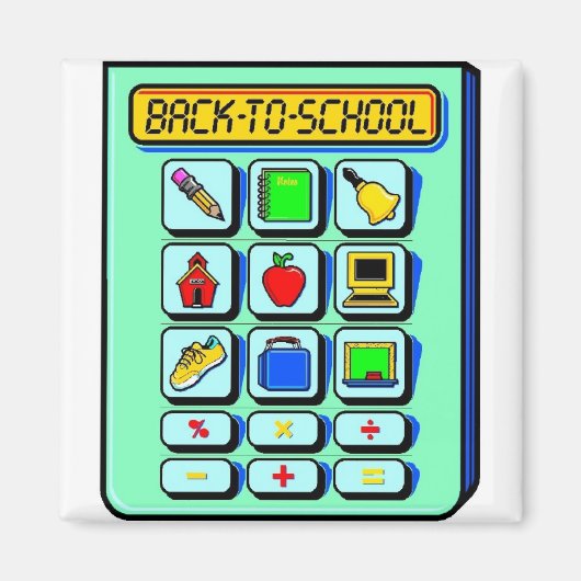 Terug naar schoolcalculator magneet (Voorkant)
