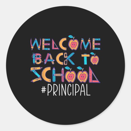 Terug naar schooldirecteur ronde sticker (Voorkant)