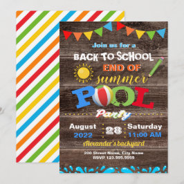 Terug naar schooleinde zomerpool kaart