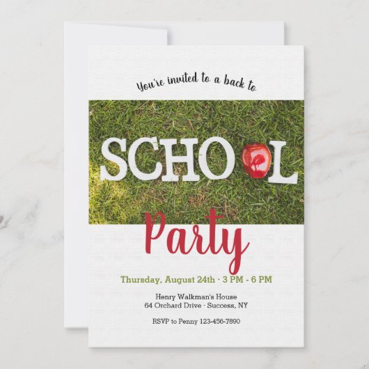 Terug naar schoolfeest 2 Uitnodiging (Voorkant)