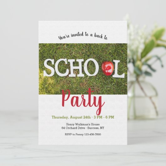 Terug naar schoolfeest 2 Uitnodiging (Staand voorkant)