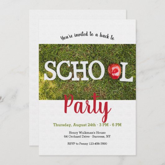 Terug naar schoolfeest 2 Uitnodiging (Voorkant / Achterkant)