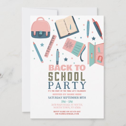Terug naar schoolfeest Briefpapier Fun Pink Kaart (Voorkant)