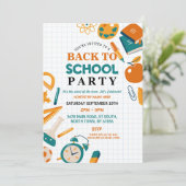 Terug naar schoolfeest Briefpapier leuke uitnodigi Kaart (Staand voorkant)