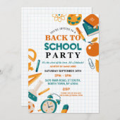 Terug naar schoolfeest Briefpapier leuke uitnodigi Kaart (Voorkant / Achterkant)