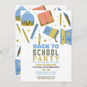 Terug naar schoolfeest Briefpapier leuke uitnodigi Kaart (Voorkant / Achterkant)