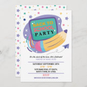 Terug naar schoolfeest Briefpapier potloden uitnod Kaart (Voorkant / Achterkant)