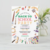 Terug naar schoolfeest Briefpapier potloden uitnod Kaart (Staand voorkant)