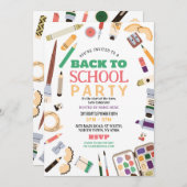 Terug naar schoolfeest Briefpapier potloden uitnod Kaart (Voorkant / Achterkant)