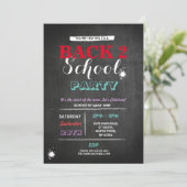 Terug naar schoolfeest Chalkboard Fun Ink Invite Kaart (Staand voorkant)