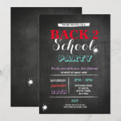 Terug naar schoolfeest Chalkboard Fun Ink Invite Kaart (Voorkant / Achterkant)