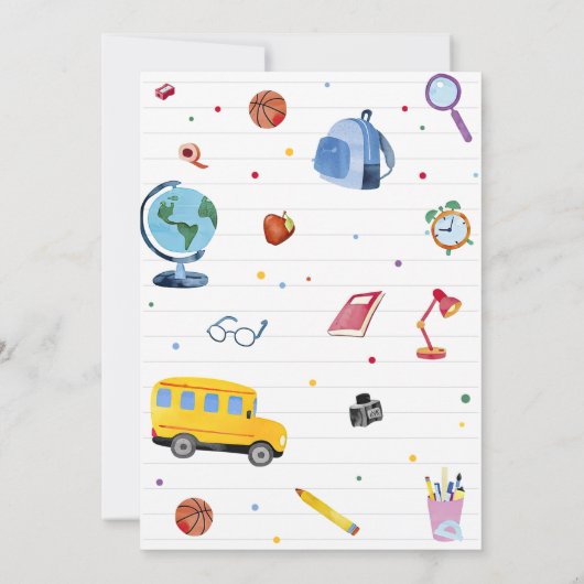 Terug naar schoolfeest kaart (Achterkant)