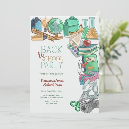 Terug naar schoolfeest kaart (Staand voorkant)