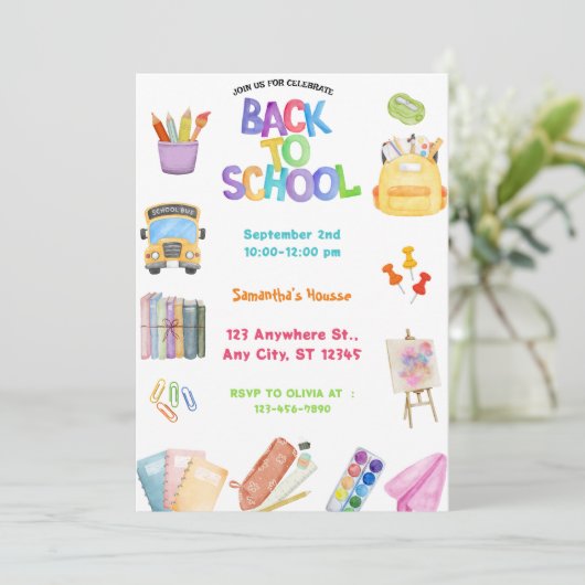 Terug naar schoolfeest kaart (Staand voorkant)