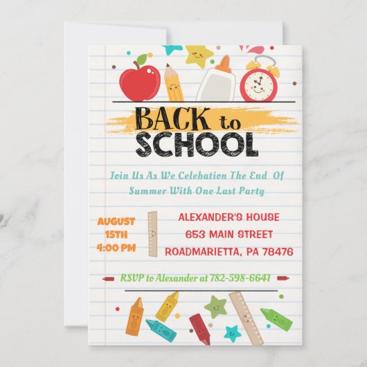 Terug naar schoolfeest kaart (Voorkant)