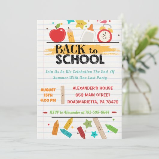 Terug naar schoolfeest kaart (Staand voorkant)