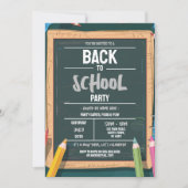 Terug naar schoolfeest Krijt Groene uitnodiging (Voorkant)