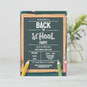 Terug naar schoolfeest Krijt Groene uitnodiging (Staand voorkant)