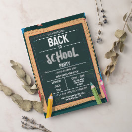 Terug naar schoolfeest Krijt Groene uitnodiging