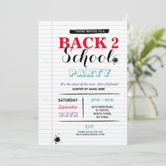 Terug naar schoolfeest Notitiedocument vun inkt ui Kaart (Staand voorkant)