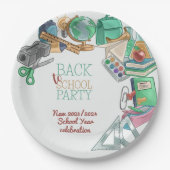 Terug naar schoolfeest papieren bordje (Voorkant)