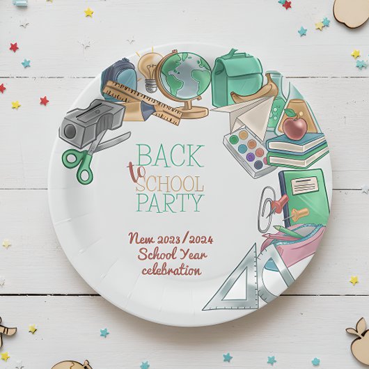 Terug naar schoolfeest papieren bordje