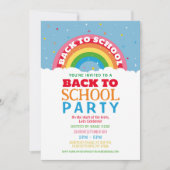 Terug naar schoolfeest Rainbow Invite Kaart (Voorkant)