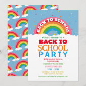 Terug naar schoolfeest Rainbow Invite Kaart (Voorkant / Achterkant)