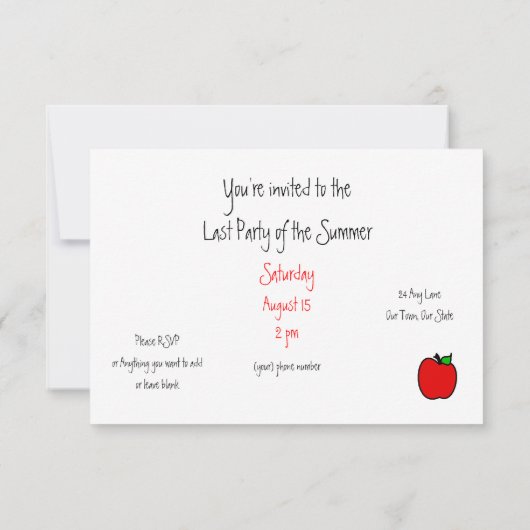 Terug naar schoolfeest Uitnodigen Kaart (Achterkant)