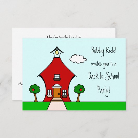 Terug naar schoolfeest Uitnodigen Kaart (Voorkant / Achterkant)