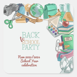 Terug naar schoolfeest vierkante sticker