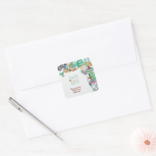 Terug naar schoolfeest vierkante sticker