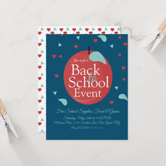 Terug naar schoolfeesten Apple Flyer Kaart (Voorkant / Achterkant in situ)