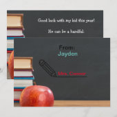 Terug naar schooljaar leraar waarderingskaart kaart (Voorkant / Achterkant)