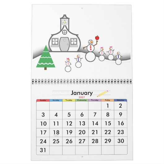 Terug naar schoolkalender - een jaar van scholen kalender (Jan 2027)