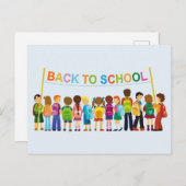 Terug naar schoolkinderen briefkaart (Voorkant / Achterkant)