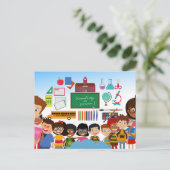 Terug naar schoolkinderen briefkaart (Staand voorkant)