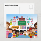 Terug naar schoolkinderen briefkaart (Voorkant / Achterkant)