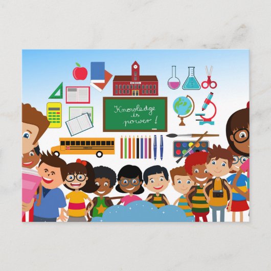 Terug naar schoolkinderen briefkaart (Voorkant)
