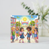 Terug naar schoolkinderen feestdagenkaart (Staand voorkant)