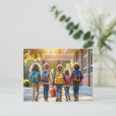 TERUG NAAR SCHOOLKINDEREN FEESTDAGENKAART (Staand voorkant)