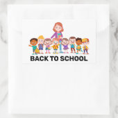 Terug naar Schoolkinderen Rechthoekige Sticker (Tas)