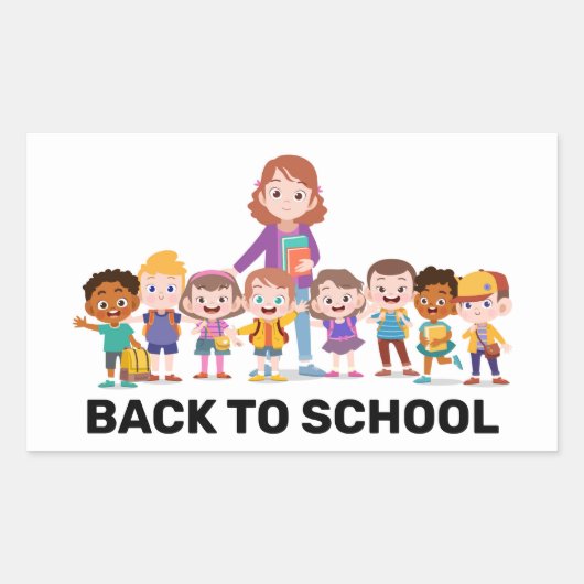 Terug naar Schoolkinderen Rechthoekige Sticker (Voorkant)